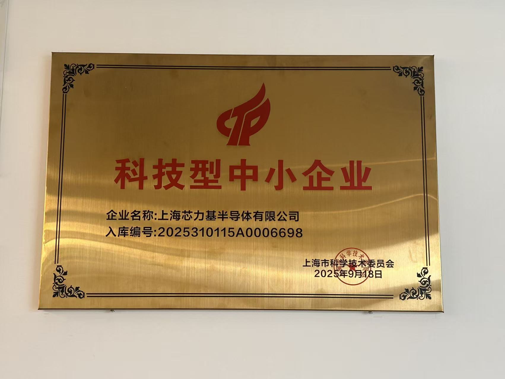 NXFabric 科技型中小企业牌匾近景